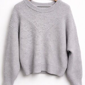 Sonoma Chunky Knit Gray Sweater L | Cozy Cropped Pullover | Soft Textured Knit